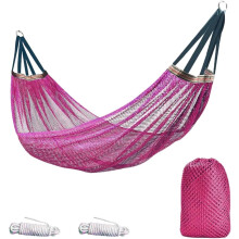(Pink, -) Hamaca camping mejorada con cuerdas, 260x130cm, soporta 250kg