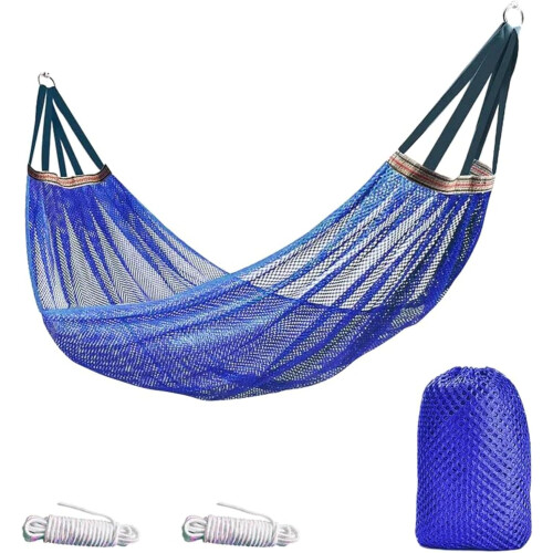 (Blue, -) Αιώρα κατασκήνωσης 260x130cm, φορητή, αντέχει 550 λίβρες