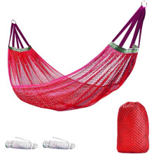 (Red, -) Hamaca camping mejorada con cuerdas, 260x130cm, soporta 250kg