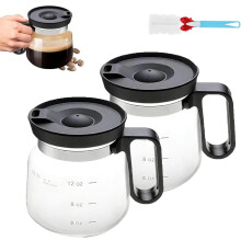 (2PCS, -) Caneca de Vidro 16oz Estilo Cafeteira, Formato Vintage com Tampa
