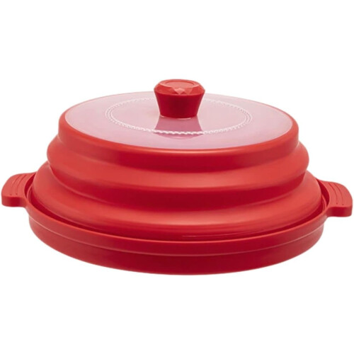 (Transparent Red, -) Πτυσσόμενο κάλυμμα μικροκυμάτων με δίσκο, 10.5 ιντσών