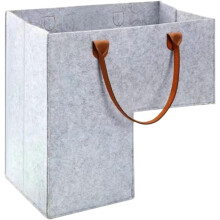 (Light Grey, -) Opvouwbare vilt trap mand met handvatten, 42 cm L-vormige organizer voor tapijt trappen
