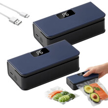 (Black*2, -) Sigillatore bustine mini ricaricabile USB-C, termico 2 in 1 con taglierino e display LED