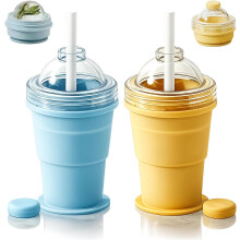 (Mix, -) 2-in-1 zusammenklappbarer Silikon Eisball Becher, faltbar mit Deckel Stroh