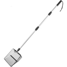 (Black 3 section telescopic handle, -) Verstelbare metalen kippenpoep schepper, 56 tot 106 cm lange steel voor kippenhok