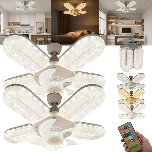 (2pcs, -) Φως ανεμιστήρα 5 πτερυγίων με LED, τηλεχειριστήριο, 3 χρώματα
