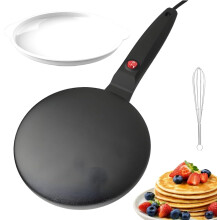 (Black, -) 20 cm elektrische crêpe maker snel heet, antiaanbak pannenkoekenmaker voor thuis keuken