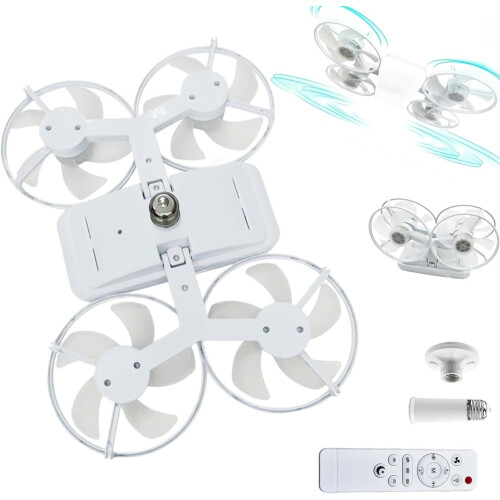(White, -) LED φως οροφής ανεμιστήρα drone, λαβή E27, τηλεχειριστήριο
