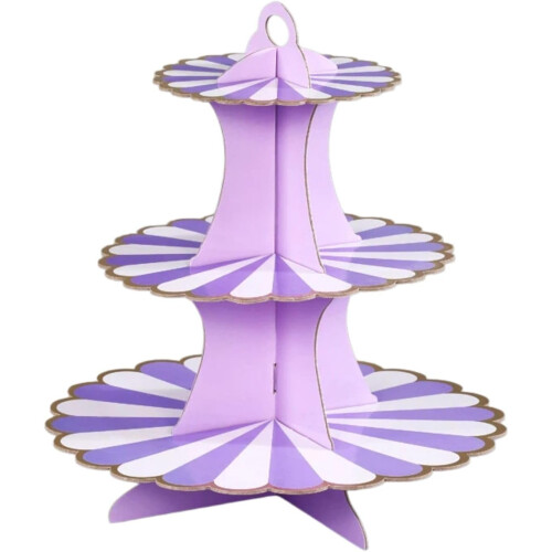 (Purple Watermelon, -) 3 επιπέδων χάρτινη βάση cupcake, χρυσή άκρη