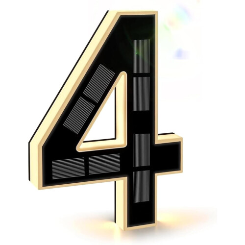 (Number 4, -) Ηλιακοί αριθμοί σπιτιού 9 ιντσών, αδιάβροχο, φωτιζόμενο