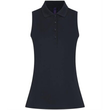 (3XL, Navy) Henbury Womens/Ladies CoolPlus Sleeveless Polo Shirt