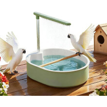 (1SET, -) Automatische vogelbad voor kooi met USB pomp en zachte regendouche, verstelbare waterstroom