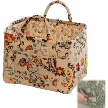(F, -) Boho-chique gewatteerde bloemen opbergmand, opvouwbare stoffen wasmand met handvatten