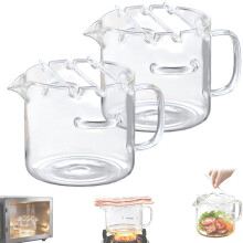 (2Pcs, -) Glas Mikrowellen Bacon Cooker, 2,1l mit Fettablauf, Antihaft