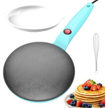 (Blue, -) 20 cm elektrische crêpe maker snel heet, antiaanbak pannenkoekenmaker voor thuis keuken