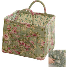 (B, -) Boho-chique gewatteerde bloemen opbergmand, opvouwbare stoffen wasmand met handvatten