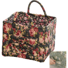 (C, -) Boho-chique gewatteerde bloemen opbergmand, opvouwbare stoffen wasmand met handvatten