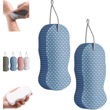 (Blue-2pcs, -) Magische exfoliërende badspons, 3D dubbelzijdige lichaamsscrubber, zacht herbruikbaar voor dames heren