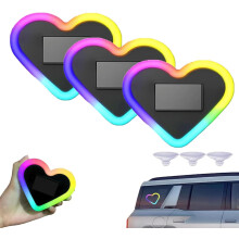 (3PCS, -) RGB langaton auton ikkunavalo älyvalaistuksella, sydämenmuotoinen aurinko autoa varten