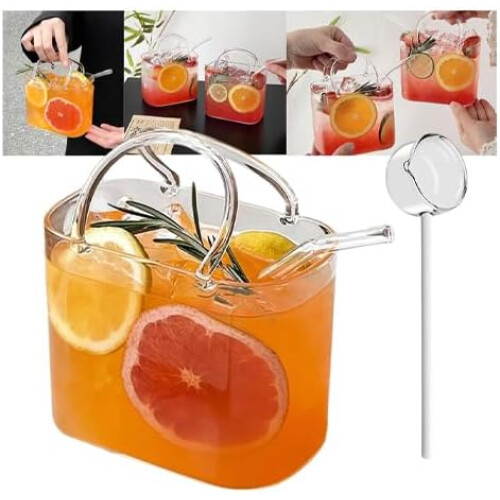 (1PCS, -) Ποτήρι τσάντα χειρός με καλαμάκι, 26oz, για τσάι
