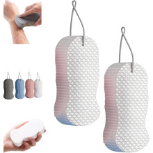 (White-2pcs, -) Magische exfoliërende badspons, 3D dubbelzijdige lichaamsscrubber, zacht herbruikbaar voor dames heren