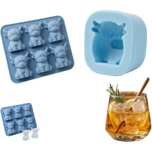 (Mix, -) Mini Hochlandrind Eiswürfelform, 3D Silikonform für Whisky Cocktails