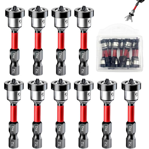 (10pcs, -) 5 τεμ bit για τοίχο με βάθος, PH2 μαγνητικό, για βίδες