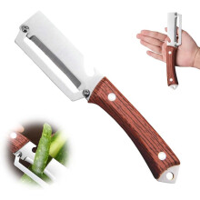(Wooden (1PCS), -) Holzschäler 2026, 2-in-1 multifunktional mit Flaschenöffner