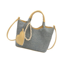 Elegant PU Leather Handbag With Heart Decors Women's-Yellow