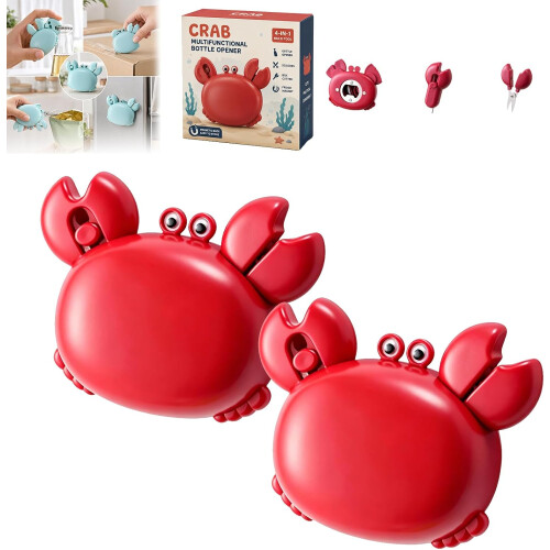 (2pcs Red, -) Ανοιχτήρι μπουκαλιών κάβουρας 4 σε 1, μαγνητικό