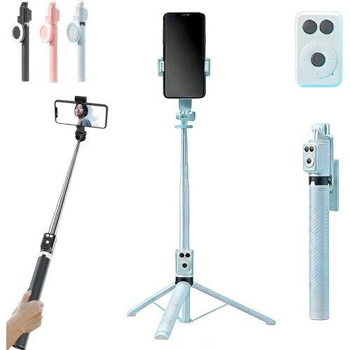 (White, No Fill Light) 6 σε 1 στικάκι selfie Bluetooth, τηλεσκοπικό, για κινητά
