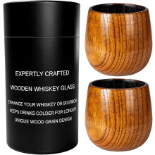 (2PCS 11.84oz, -) Copos de Whisky de Madeira, Presente para Homem