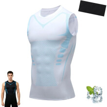 (White, XX-Large) V Boost V2 compressie shirt heren, snel drogend ademend mouwloos voor workout