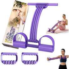 (8-Tube-Purple, -) Multifunction Pedal Resistance Band, 3 in 1 Adjustable with Handle for Full Body Workout