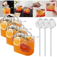 (3PCS, -) Copo Bolsa de Vidro com Canudo, 740ml para Suco e Chá