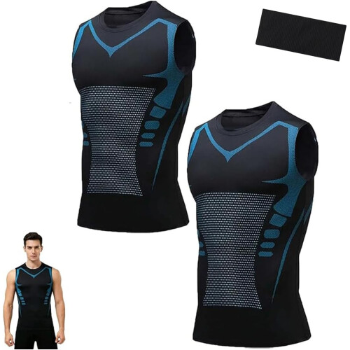 (2pcs-e, Small) V Boost V2 Compression Shirt Men, Quick-Drying Breathable Sleeveless for Workout
