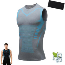 (Grey, Small) V Boost V2 compressie shirt heren, snel drogend ademend mouwloos voor workout