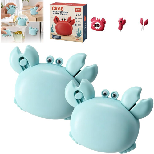 (2pcs Blue, -) Ανοιχτήρι μπουκαλιών κάβουρας 4 σε 1, μαγνητικό