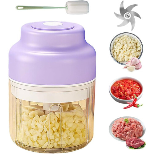 (Purple, 250ML) Ηλεκτρική θραύστης σκόρδου USB, 250/320ml