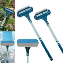 (Blue, 2pcs) 2-in-1 raamhor reinigingsborstel met trekker, afneembaar voor mesh en glas