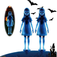 (Iron 1PCS, -) Decoração Fantasma Menina para Halloween, 40cm Estacas Gêmeas