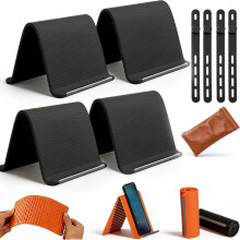 (Black*4, -) Opvouwbare siliconen aluminium houder, draagbare flexibele telefoonstandaard voor bureau bed