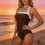 Single Piece Design Training Swimwears Nylon-Red and white XL 5