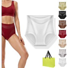(White, Medium) Mutandine contenitrici pancia, vita alta seamless modellanti per donna