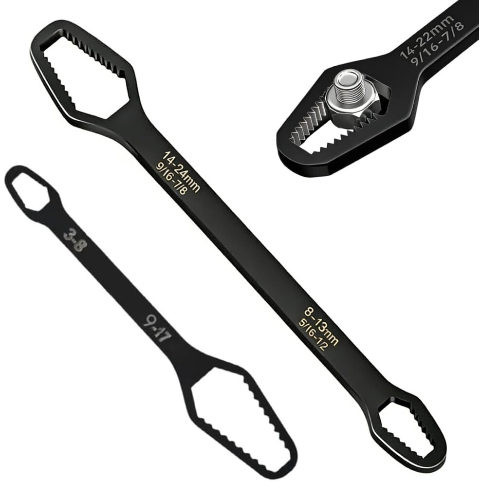 (Black#2Pcs, -) 4Pcs Self Adjusting Wrench Set Â 3-24Mm Metric & Sae For Auto Bike Home Repair 5437707053506