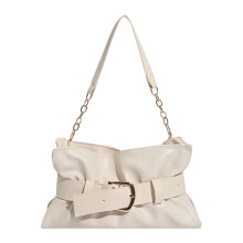 Shoulder Bag for Womens Underarm Bag Trendy Faux Leather-White