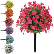 (Red, -) Kunstmatige petunia bloemen met grondstaak, UV-bestendig voor buitentuin