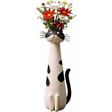 (White, -) Vaso de Gato Excêntrico Artesanal, Para Pequenas Flores