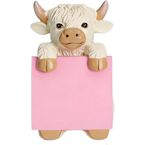 (White, -) Θήκη σημειώματος Highland cow, δώρο γραφείου