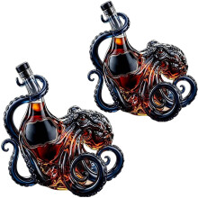 (2pcs, -) 3D Bläckfiskflaska - Deep Sea Nautical Glas Dankar för Vin Whiskey